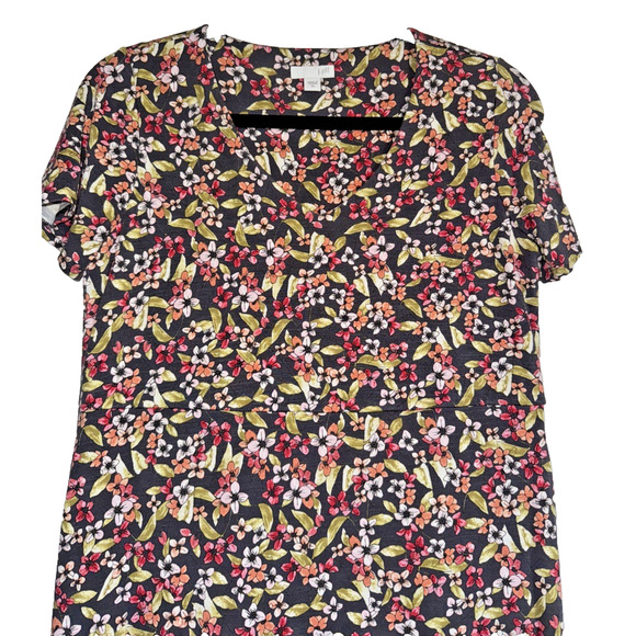 J. Jill Sz XS Maxi Dress Floral Print Flowy Short Sleeve Casual Relaxed - Picture 3 of 12